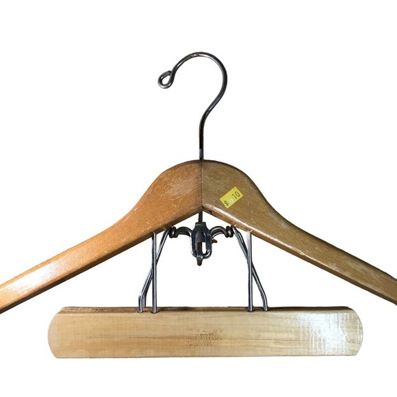 The Setwell 20 Inch Wooden Trouser Clamp Suit Hanger Vintage Made In USA Heavy D - Picture 16 of 16